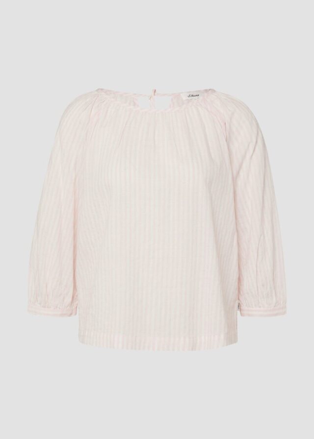 Bluse aus Baumwoll-Viskosemix mit Raffung