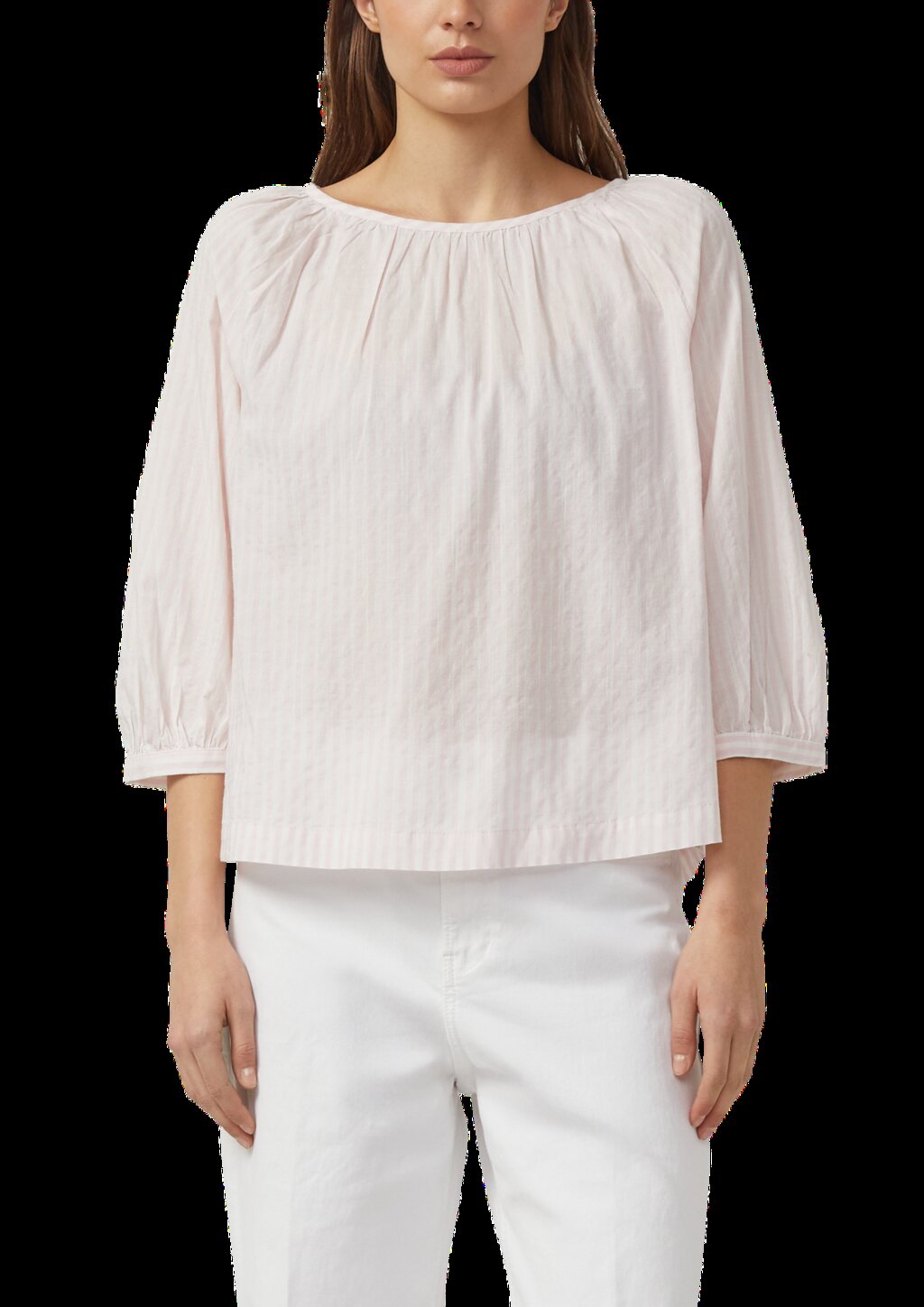 Bluse aus Baumwoll-Viskosemix mit Raffung