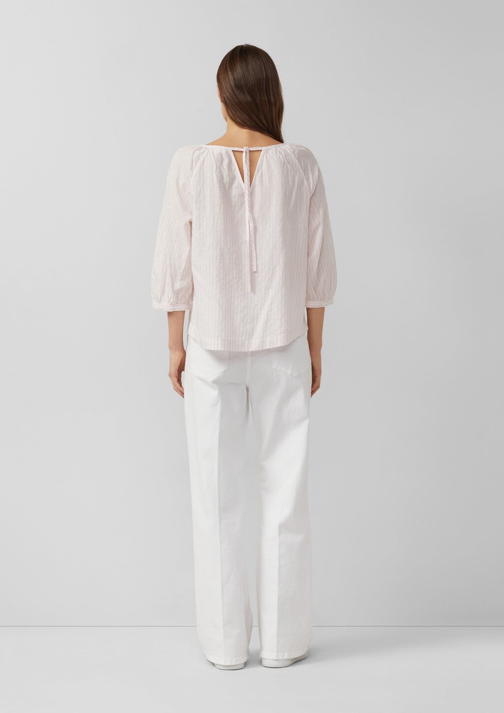 Bluse aus Baumwoll-Viskosemix mit Raffung