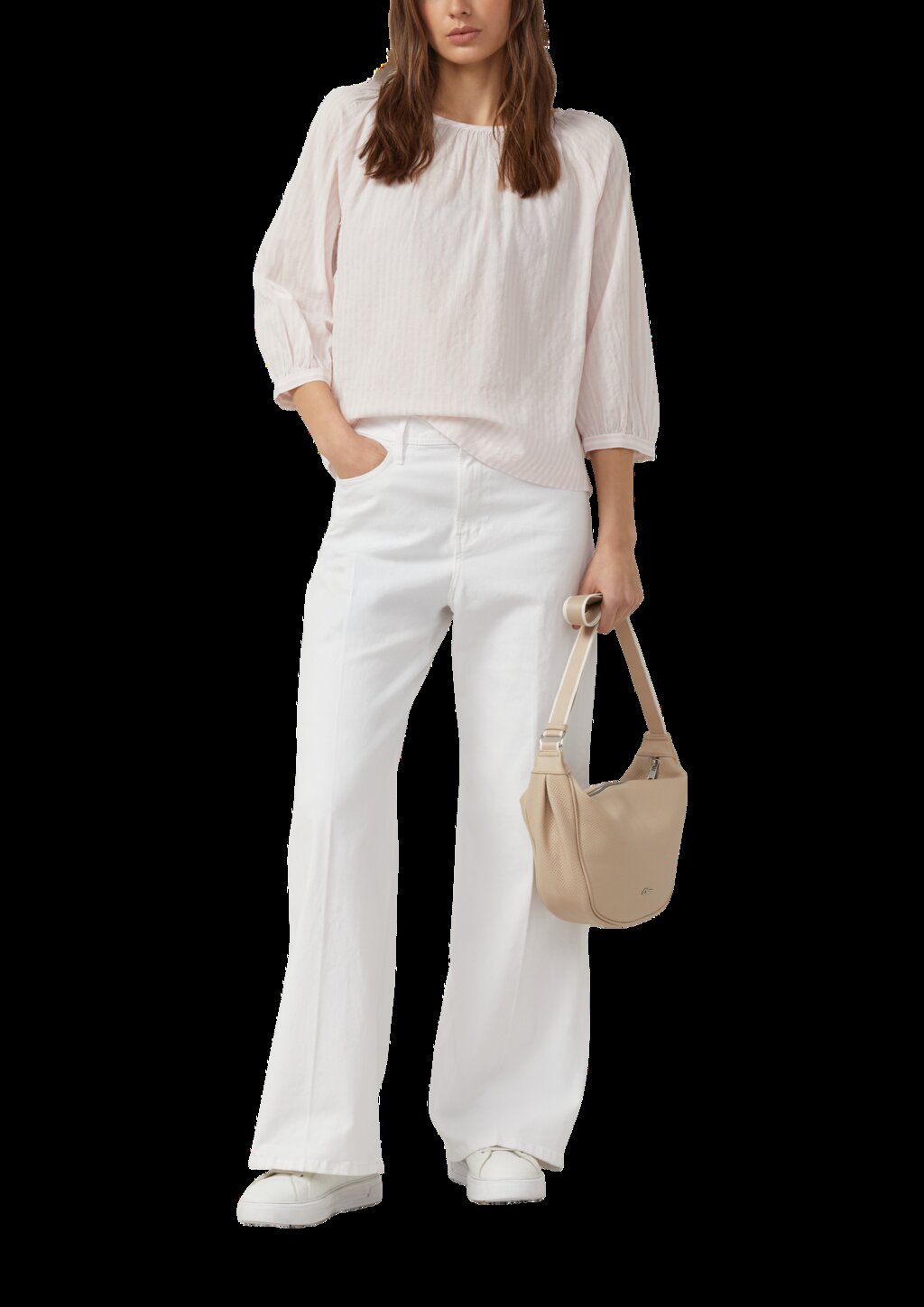 Bluse aus Baumwoll-Viskosemix mit Raffung