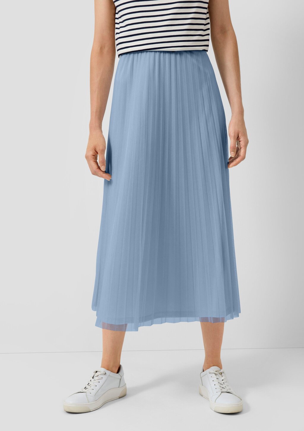 Plissierter Midi-Meshrock mit Jerseyfutter