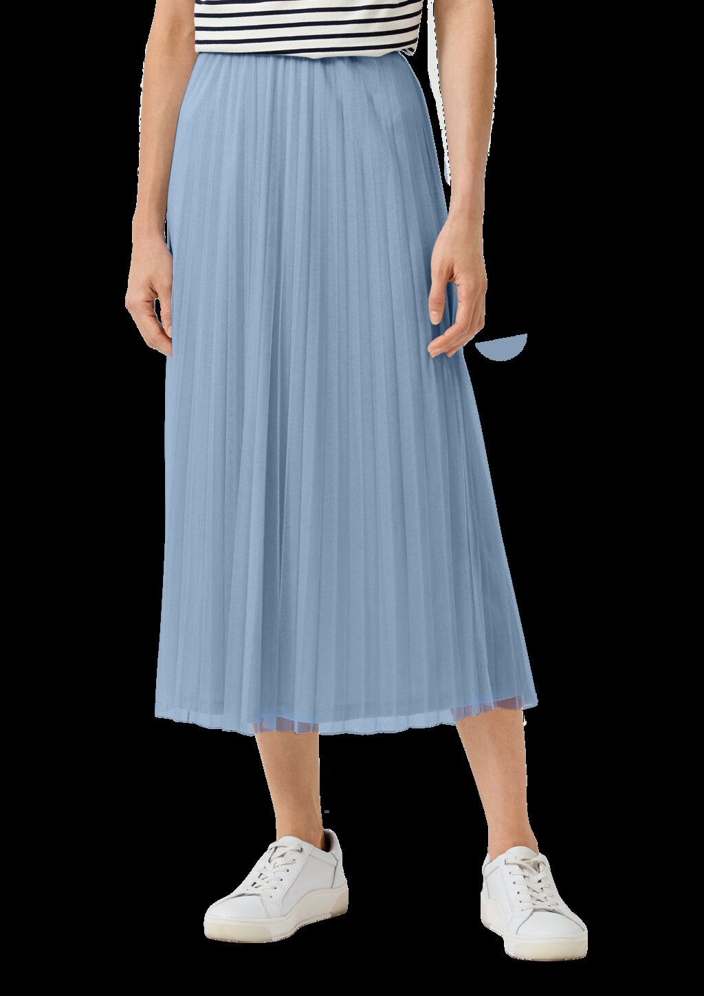 Plissierter Midi-Meshrock mit Jerseyfutter