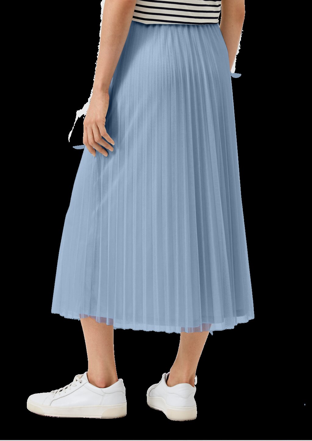 Plissierter Midi-Meshrock mit Jerseyfutter