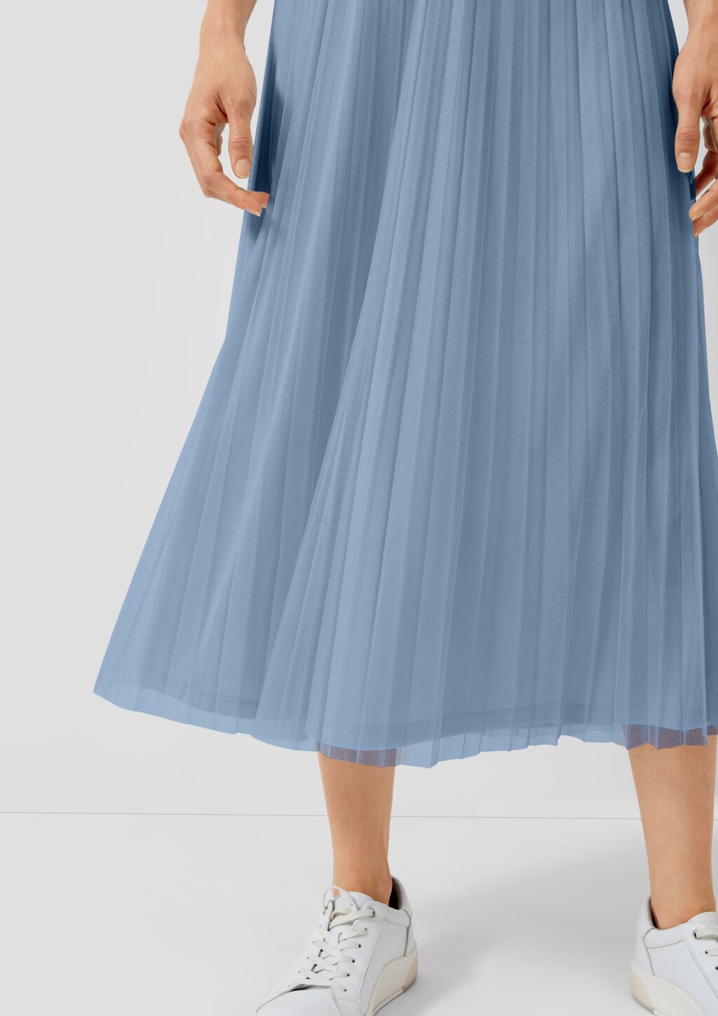 Plissierter Midi-Meshrock mit Jerseyfutter