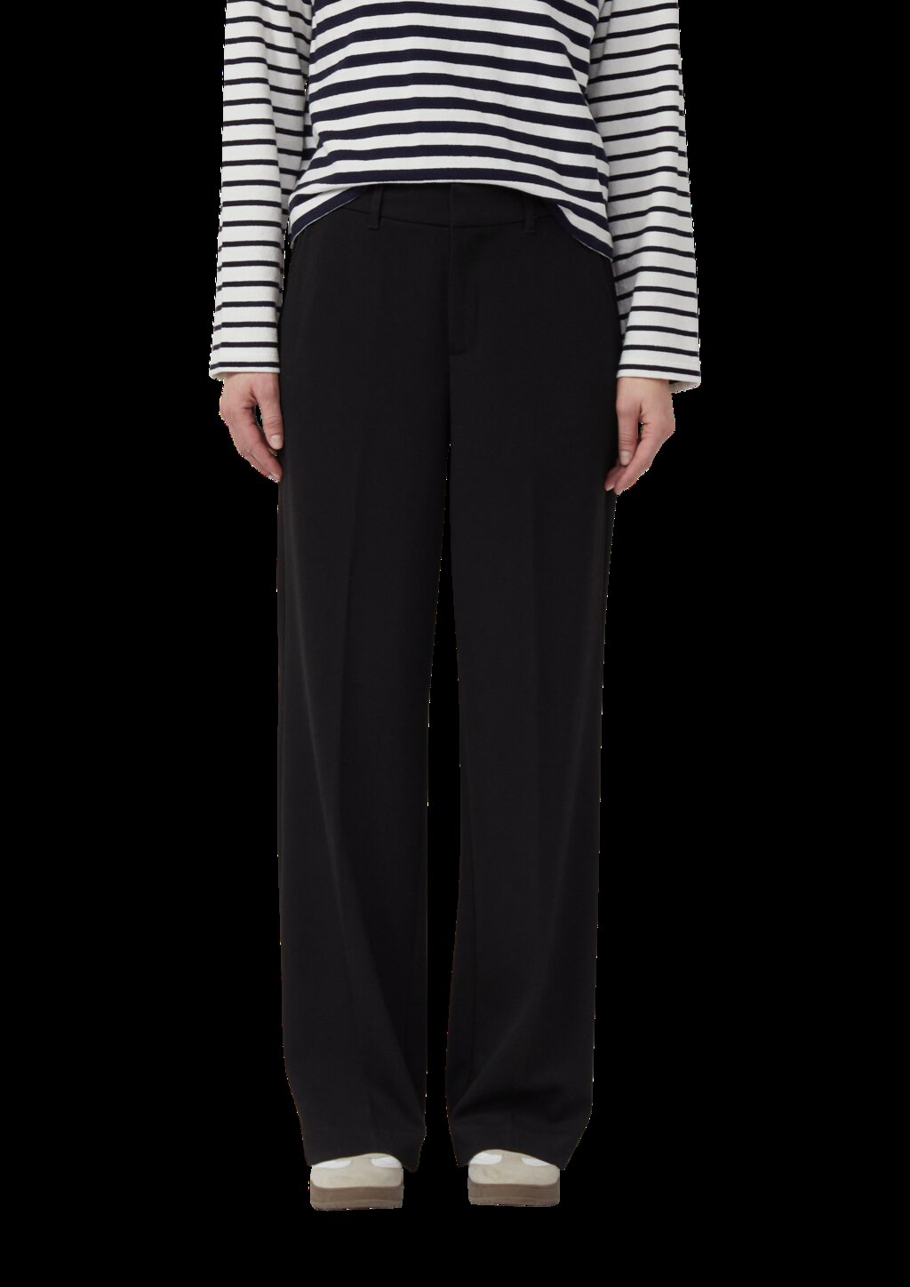 Strukturierte Wide-Leg-Hose mit hohem Bund