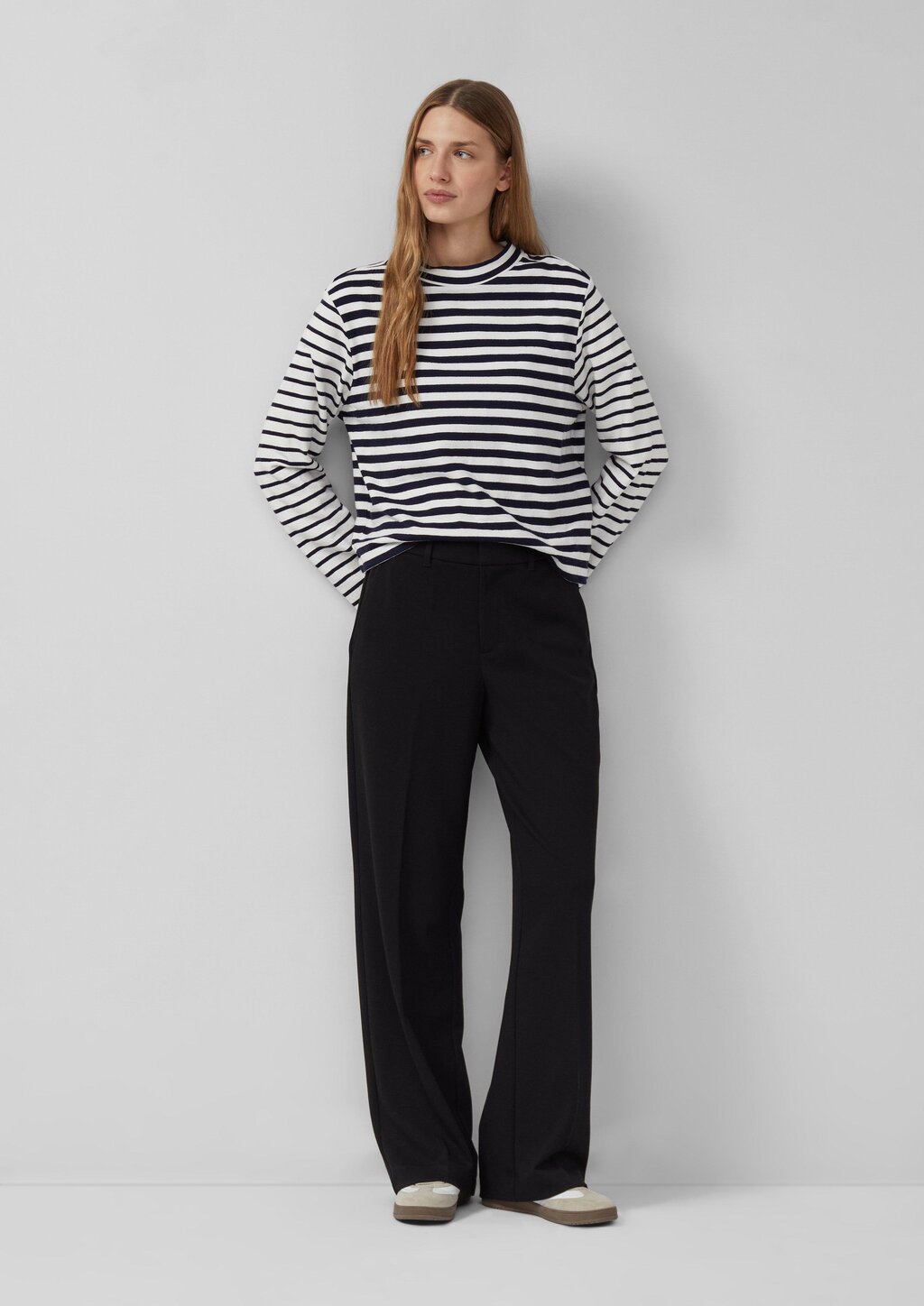 Strukturierte Wide-Leg-Hose mit hohem Bund