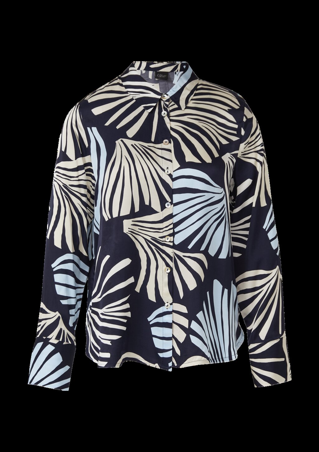 Satinierte Viskose-Bluse mit All-over-Print und Manschetten