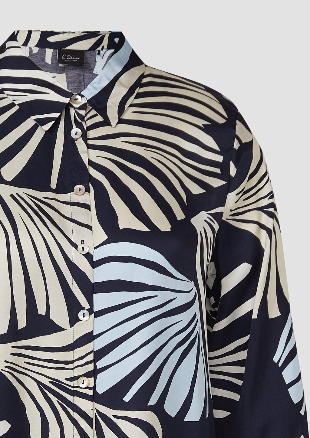 Satinierte Viskose-Bluse mit All-over-Print und Manschetten