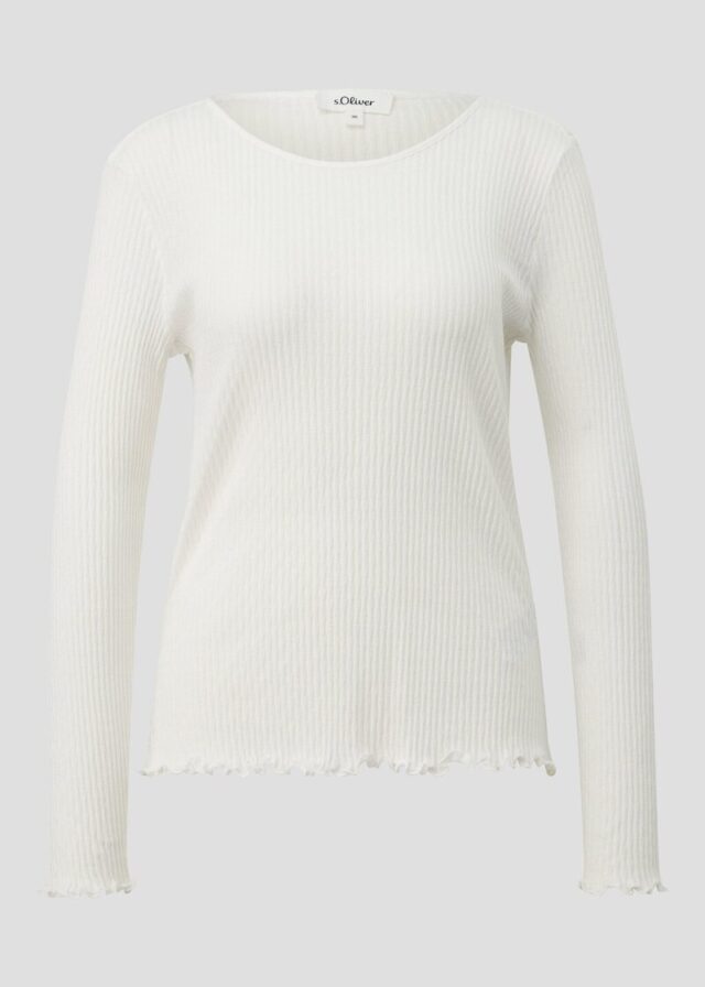 Geripptes Langarmshirt im Slim Fit