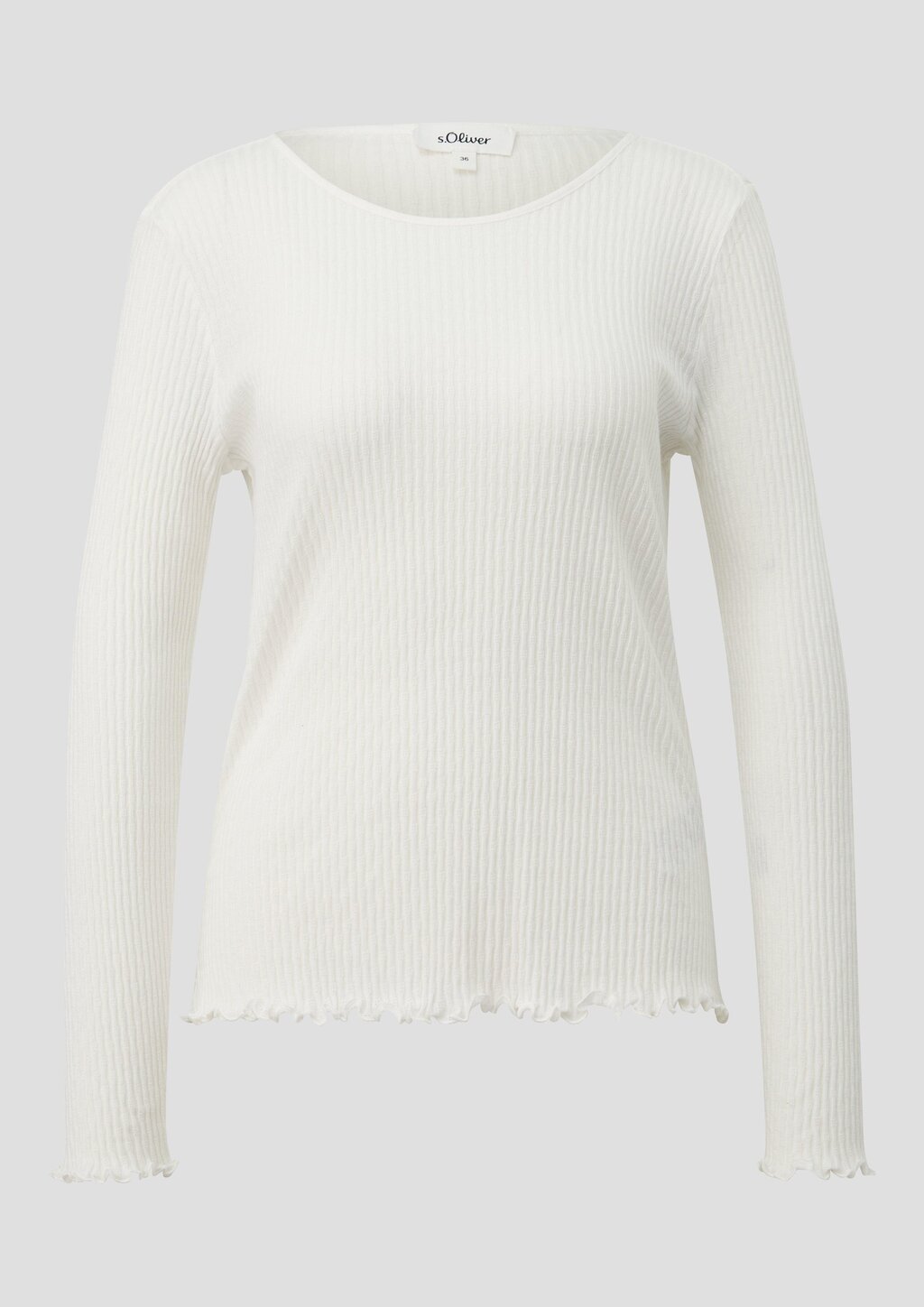 Geripptes Langarmshirt im Slim Fit