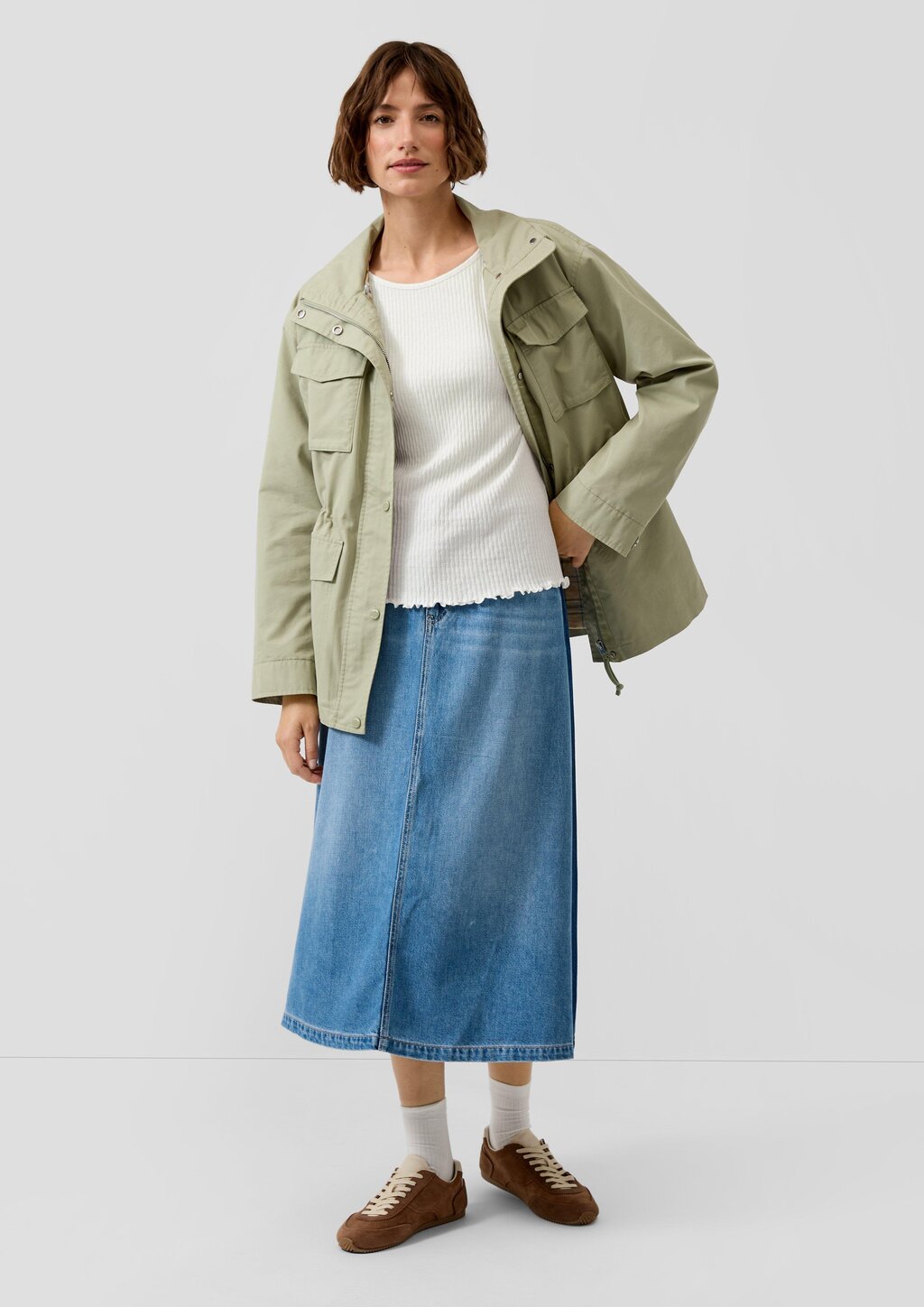 Geripptes Langarmshirt im Slim Fit