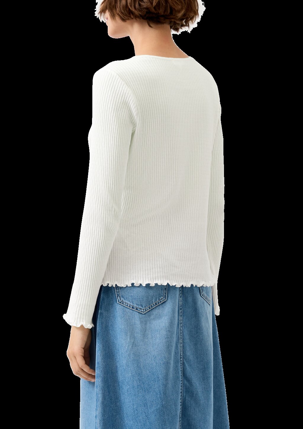 Geripptes Langarmshirt im Slim Fit