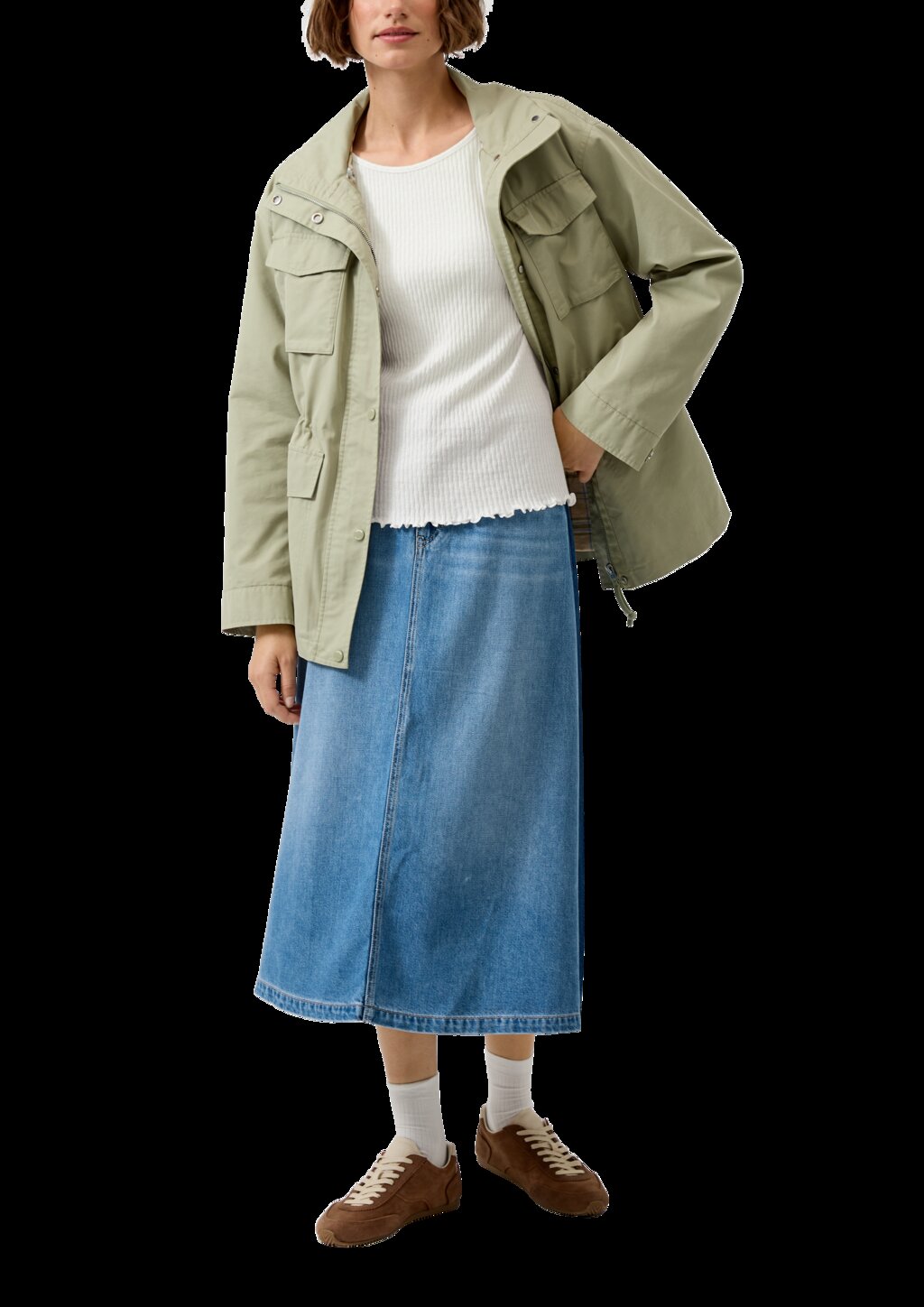 Geripptes Langarmshirt im Slim Fit