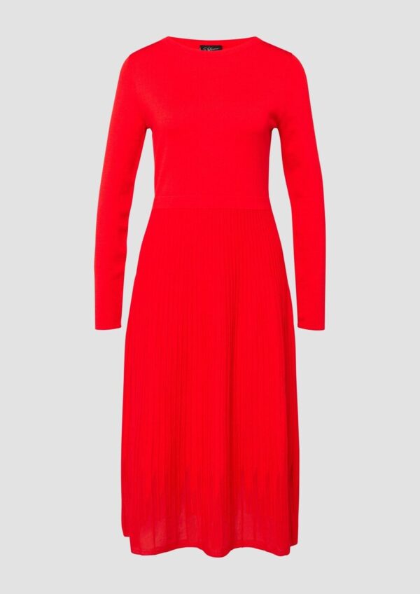 Midikleid mit U-Boot-Ausschnitt und Plissee-Strick