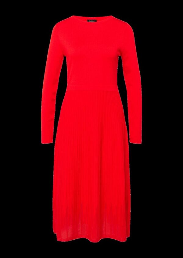 Midikleid mit U-Boot-Ausschnitt und Plissee-Strick