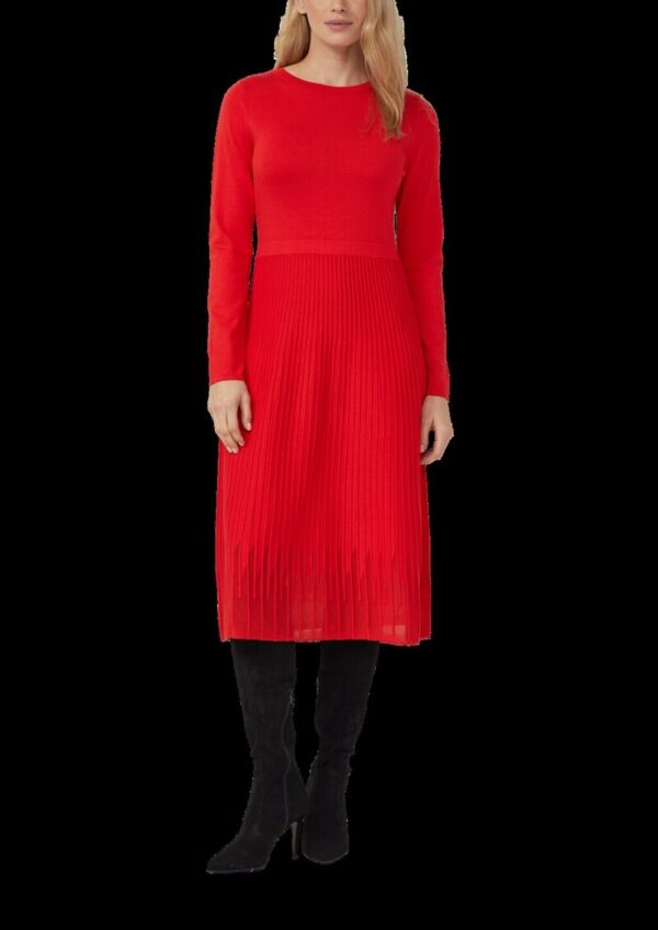 Midikleid mit U-Boot-Ausschnitt und Plissee-Strick