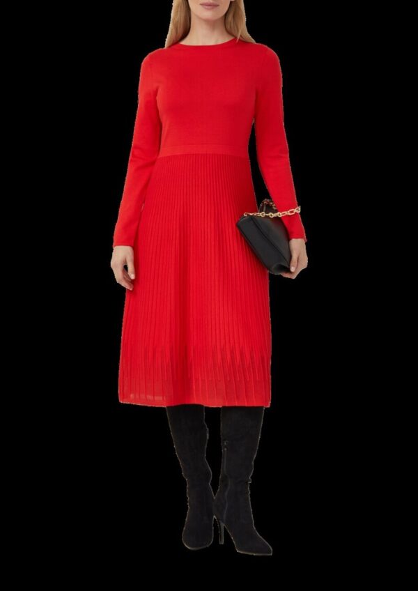 Midikleid mit U-Boot-Ausschnitt und Plissee-Strick