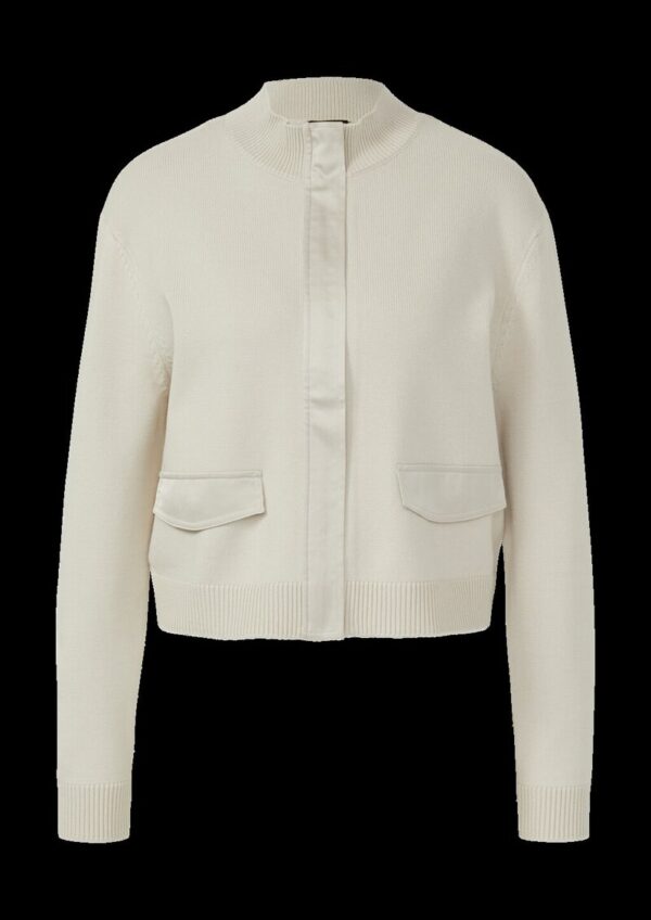 Strick-Blouson aus Viskosemix mit Stehkragen und Ziertasche