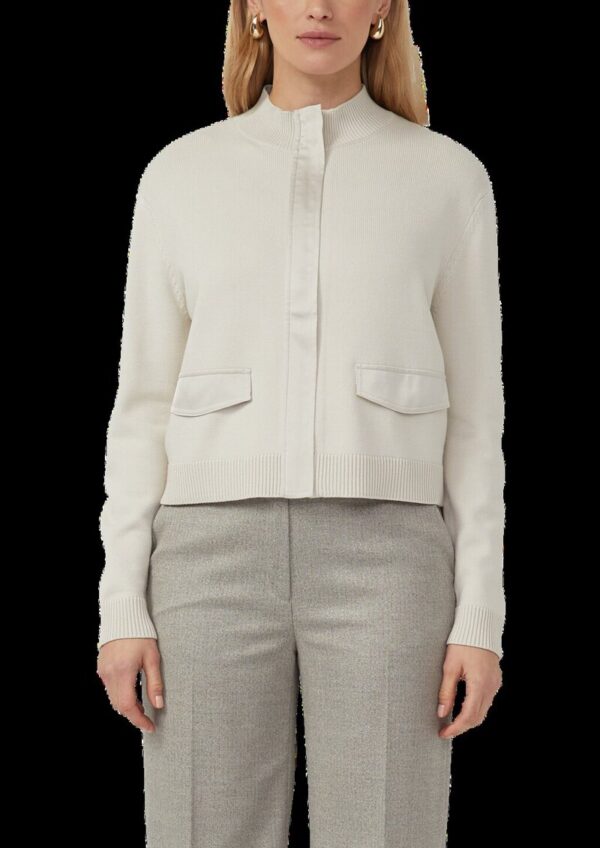 Strick-Blouson aus Viskosemix mit Stehkragen und Ziertasche