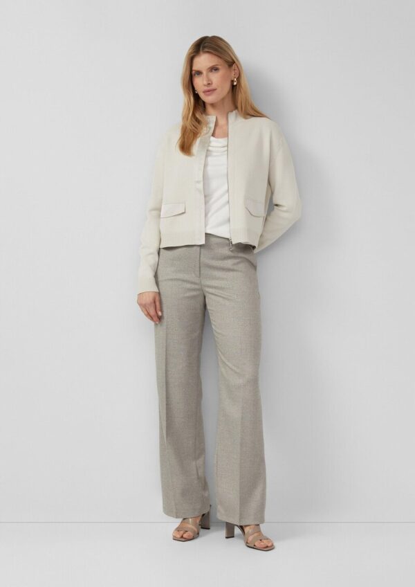 Strick-Blouson aus Viskosemix mit Stehkragen und Ziertasche