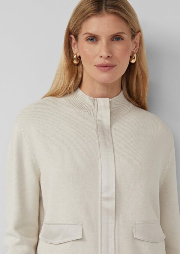 Strick-Blouson aus Viskosemix mit Stehkragen und Ziertasche