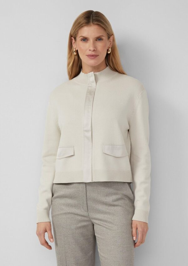 Strick-Blouson aus Viskosemix mit Stehkragen und Ziertasche