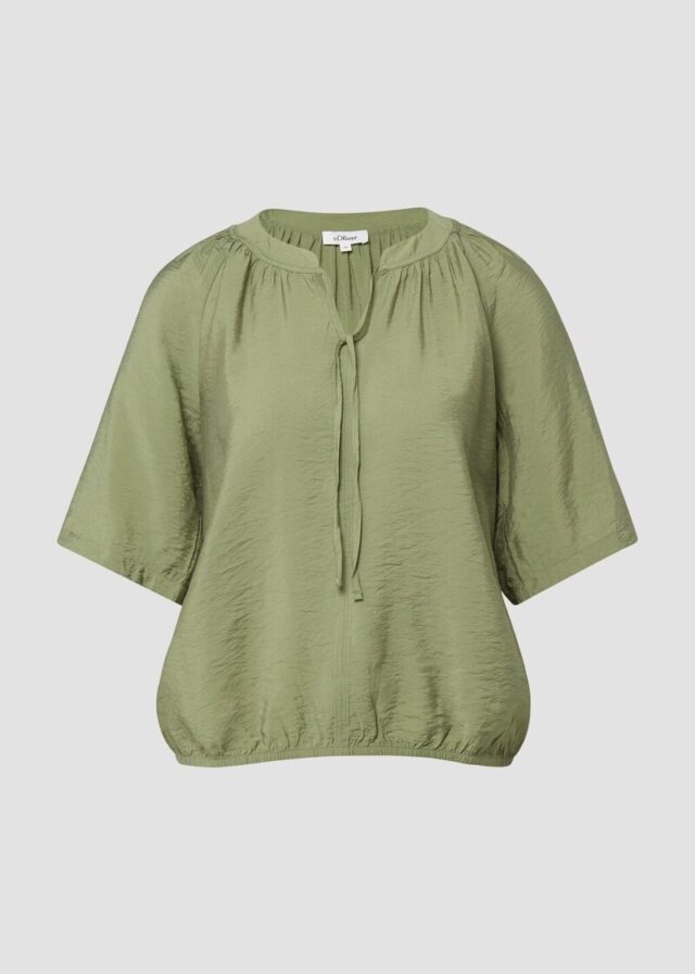 Strukturierte Viskosemix-Bluse im O-Shape