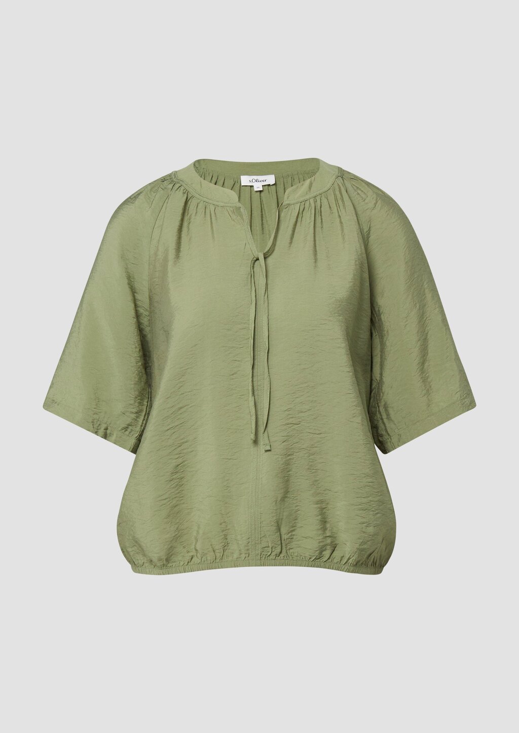 Strukturierte Viskosemix-Bluse im O-Shape
