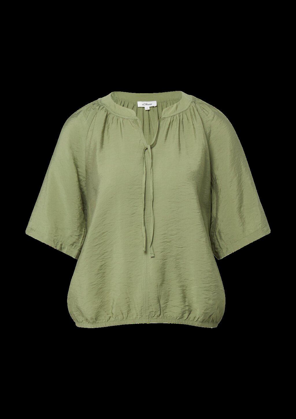 Strukturierte Viskosemix-Bluse im O-Shape