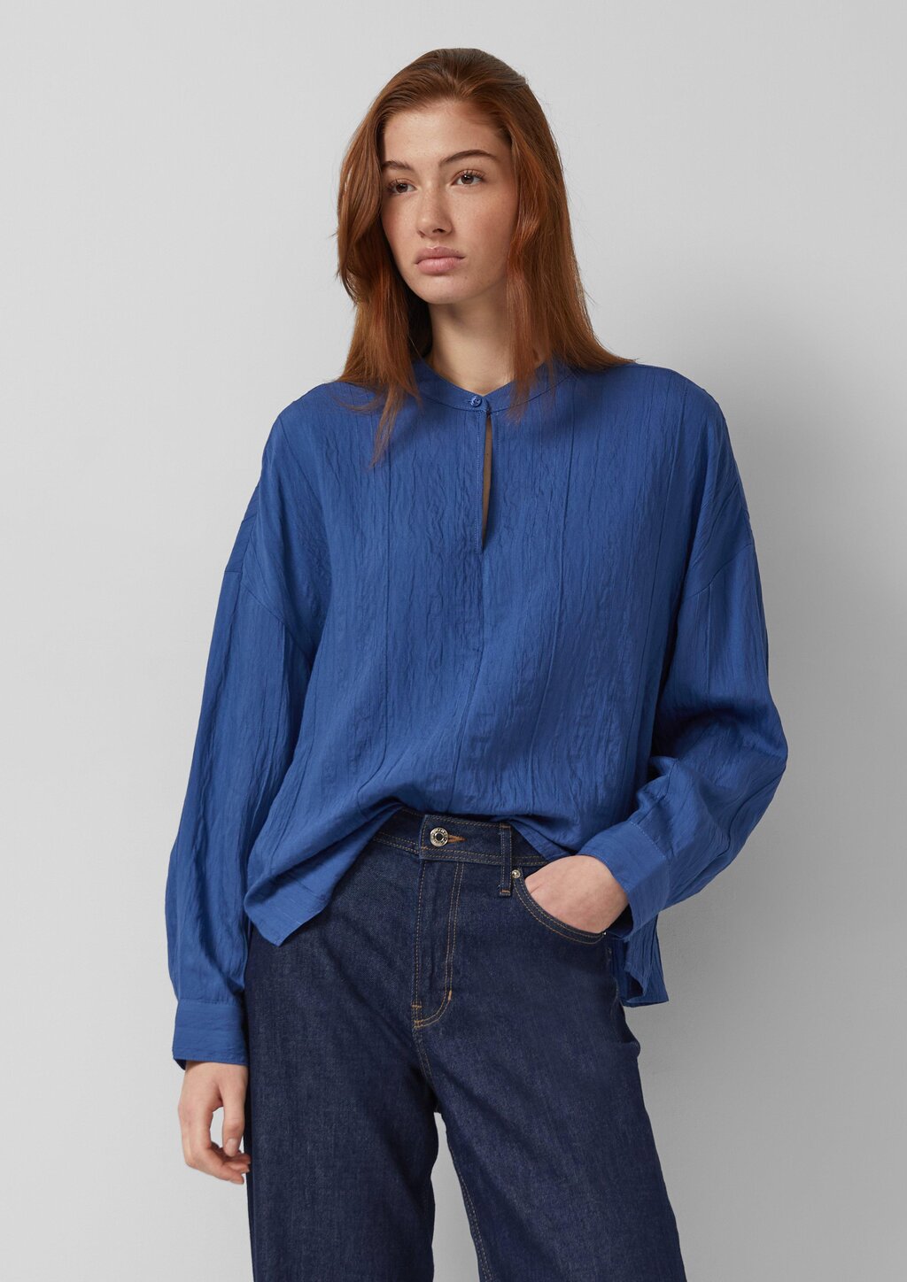 Strukturierte Viskosemix-Bluse im Relaxed Fit