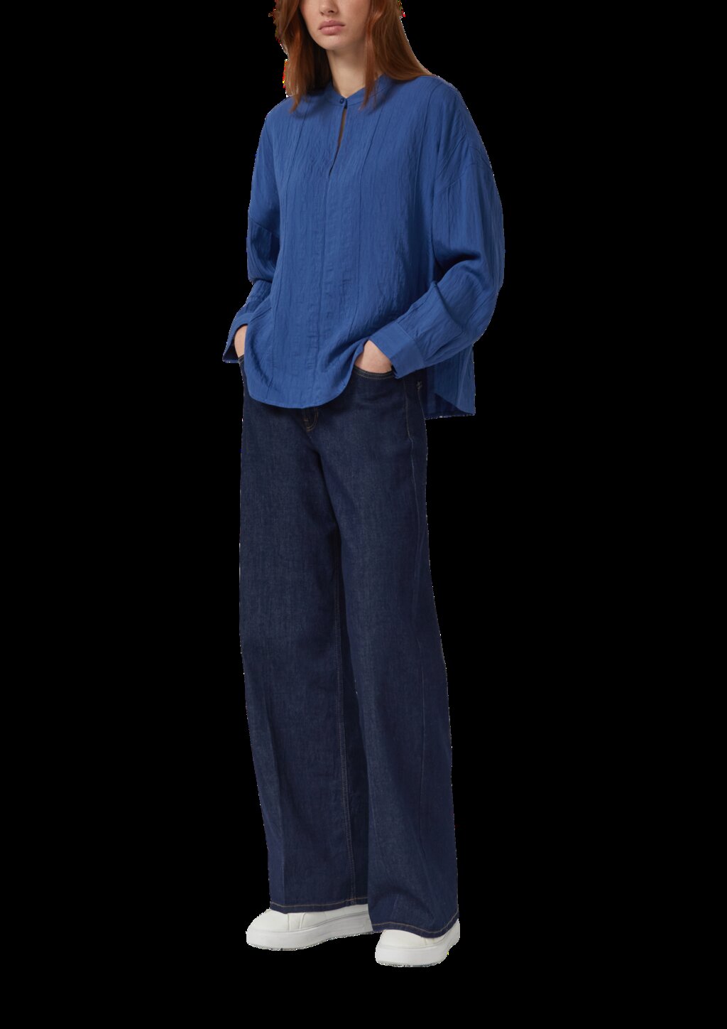 Strukturierte Viskosemix-Bluse im Relaxed Fit