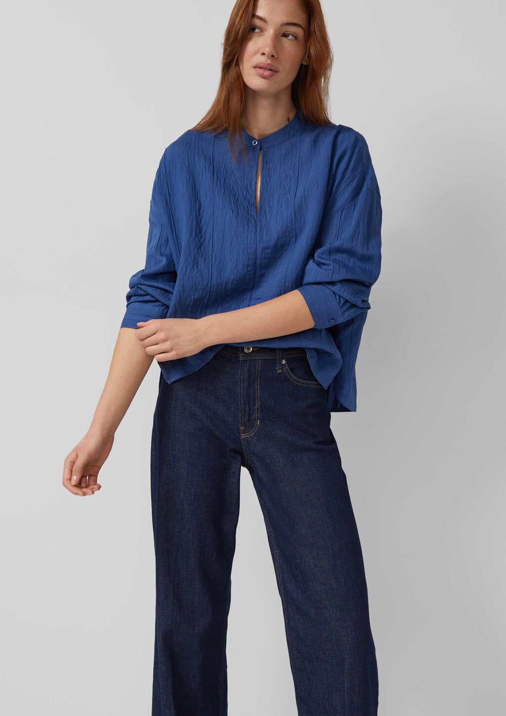 Strukturierte Viskosemix-Bluse im Relaxed Fit