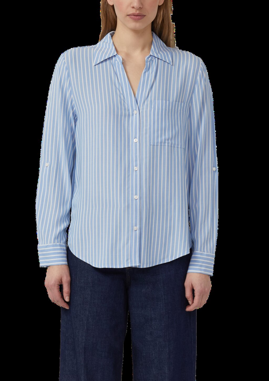 Fließende Viskose-Bluse mit Turn-up