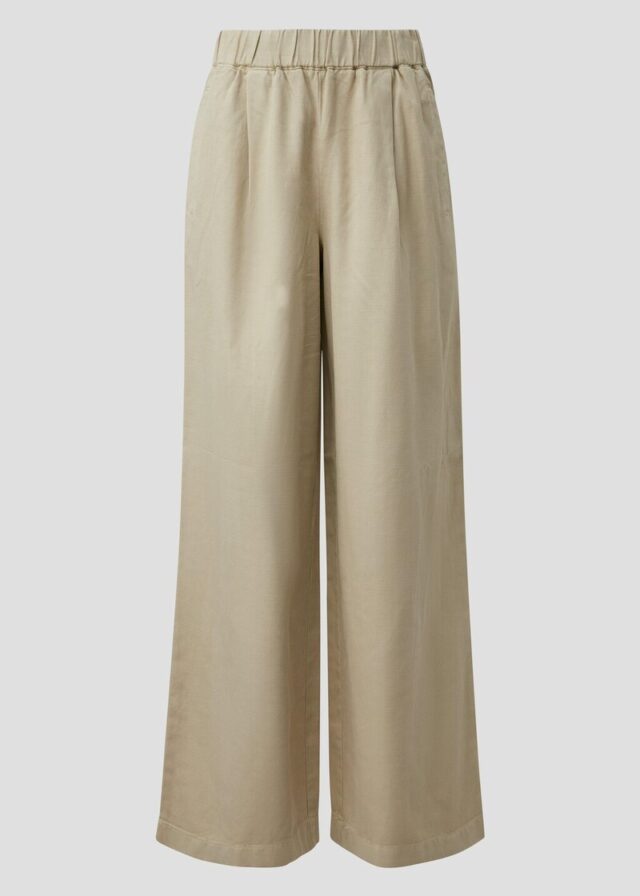 Twill-Hose mit Wide Leg und Bundfalte