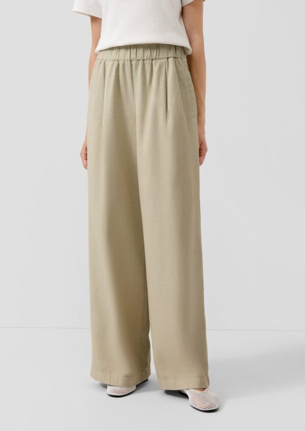 Twill-Hose mit Wide Leg und Bundfalte