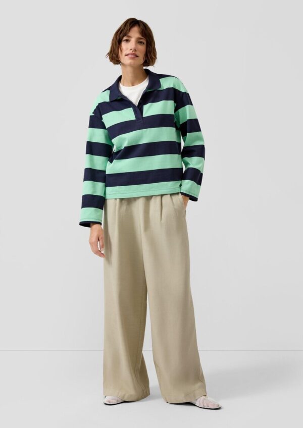 Twill-Hose mit Wide Leg und Bundfalte