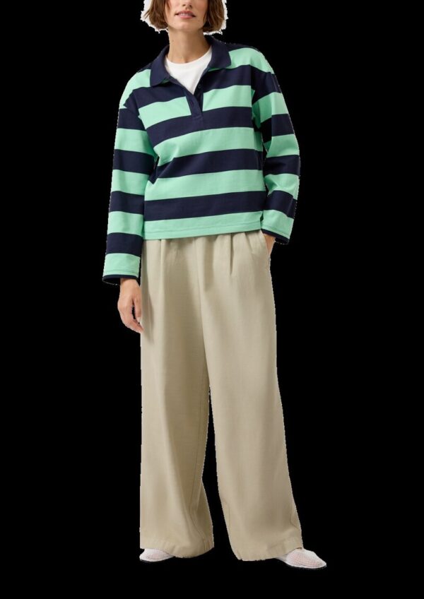 Twill-Hose mit Wide Leg und Bundfalte