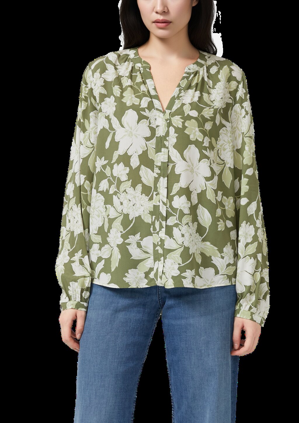 Fließende Viskose-Bluse mit All-over-Print