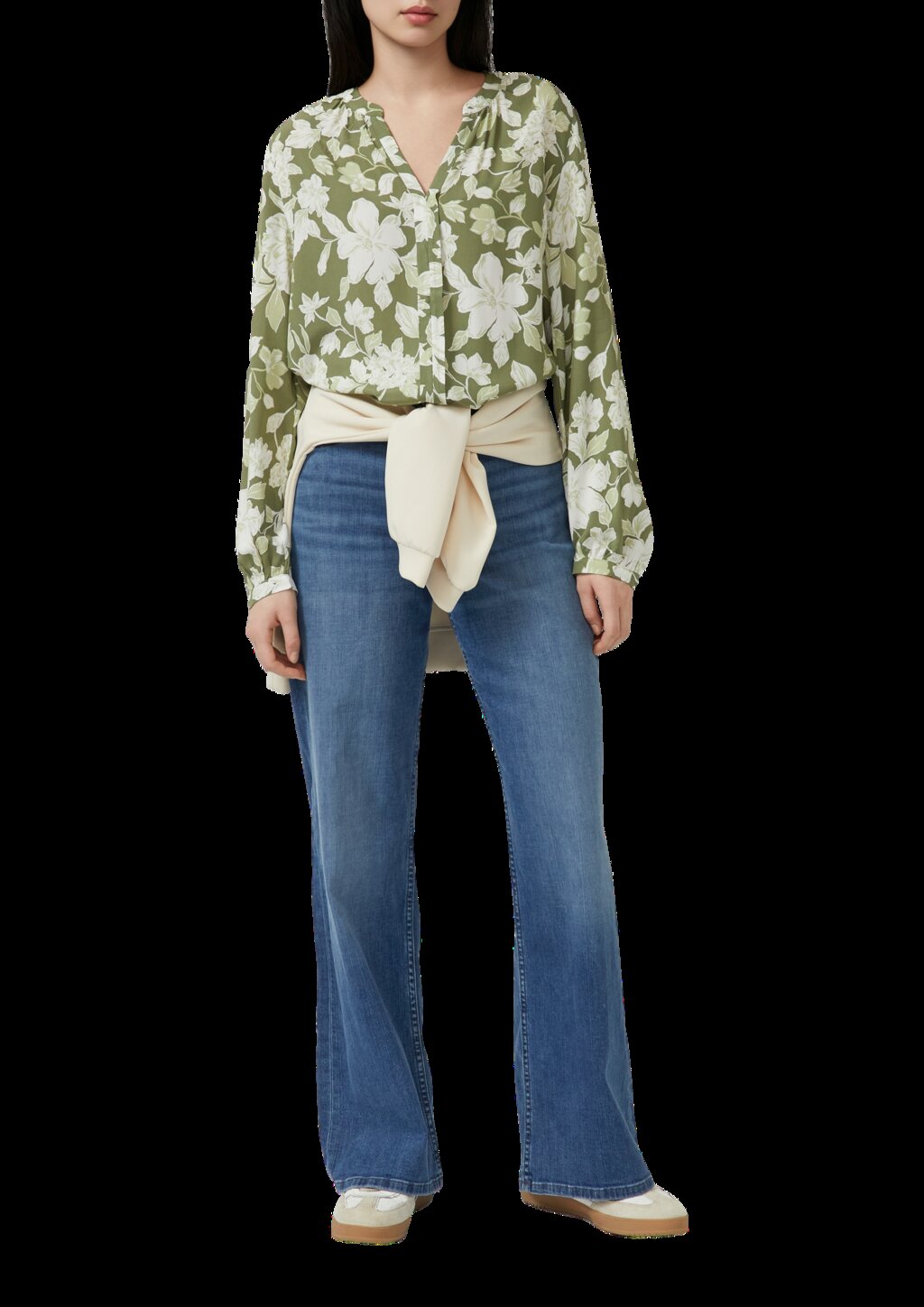 Fließende Viskose-Bluse mit All-over-Print