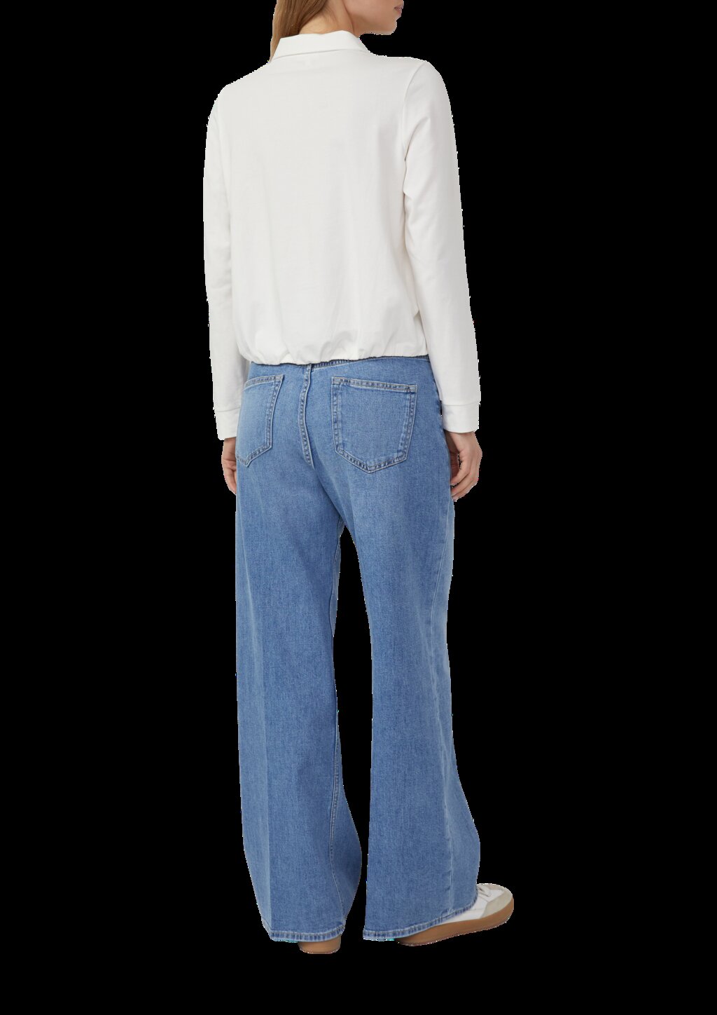 Verkürzte Jerseybluse mit Elastikbund hinten