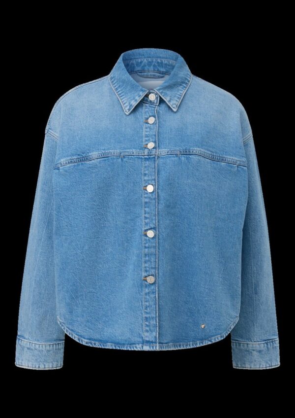 Oversized Denim-Jacke mit Hemdkragen und Brusttasche