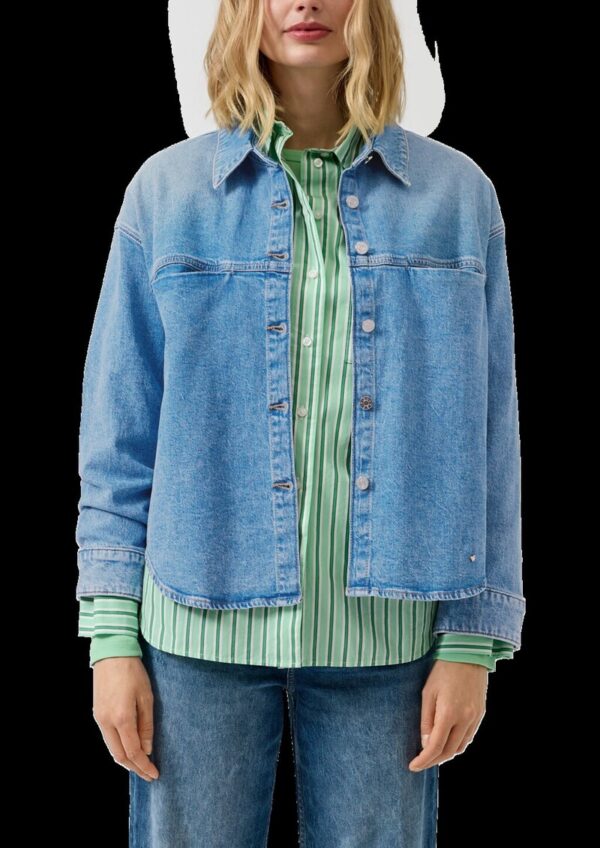 Oversized Denim-Jacke mit Hemdkragen und Brusttasche