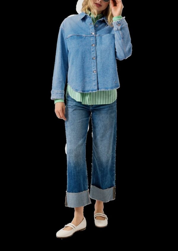 Oversized Denim-Jacke mit Hemdkragen und Brusttasche