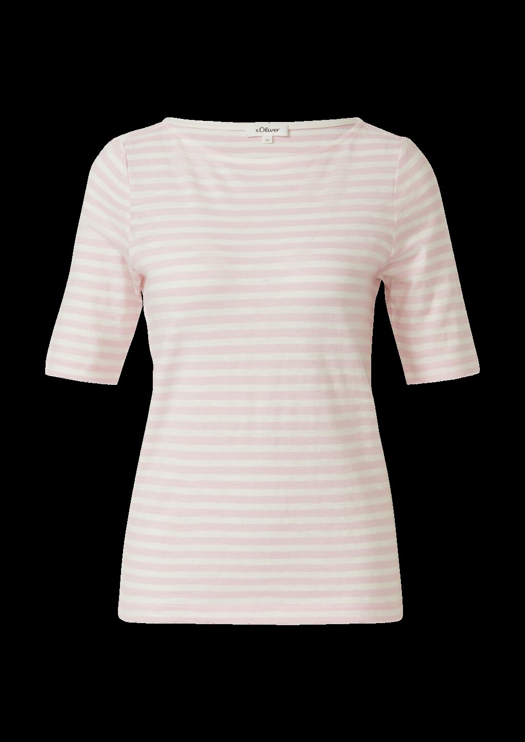 Gestreiftes Halbarmshirt im Slim Fit mit Flammgarn