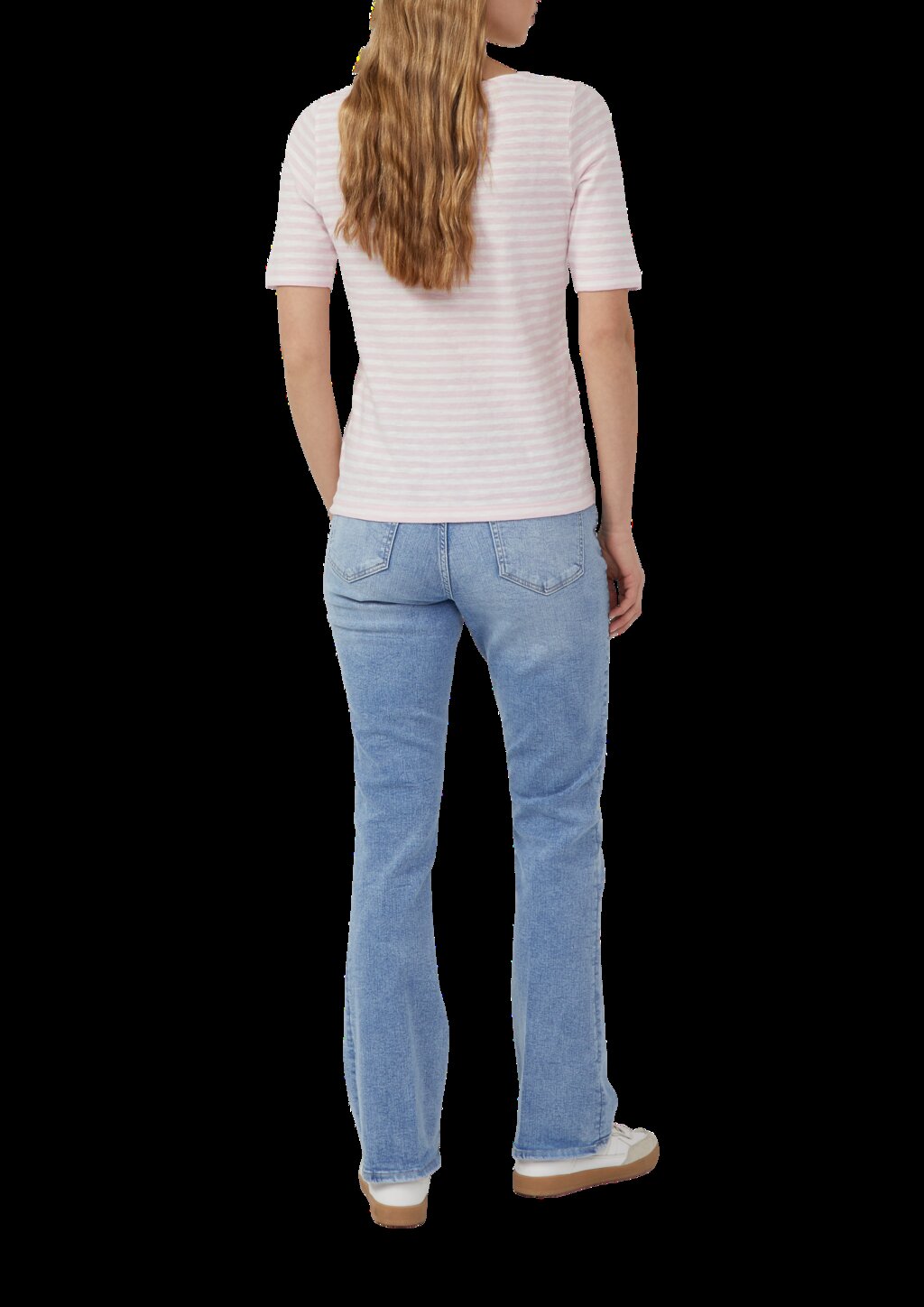 Gestreiftes Halbarmshirt im Slim Fit mit Flammgarn