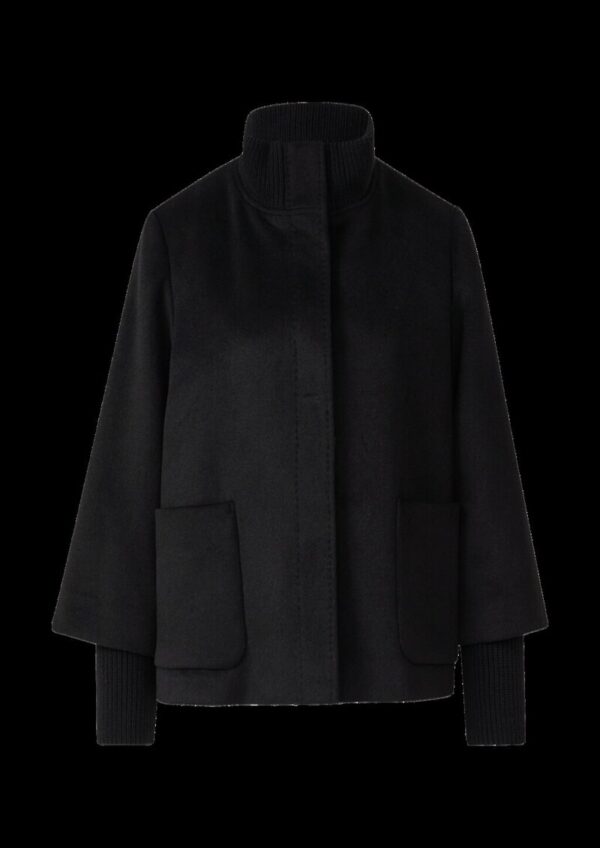 Jacke mit Stehkragen und Rippstrick-Manschette