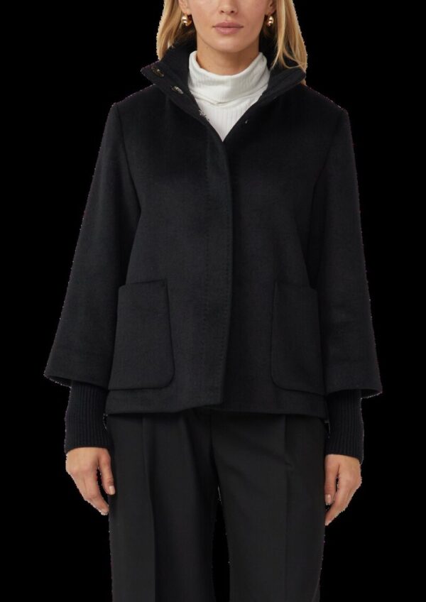 Jacke mit Stehkragen und Rippstrick-Manschette