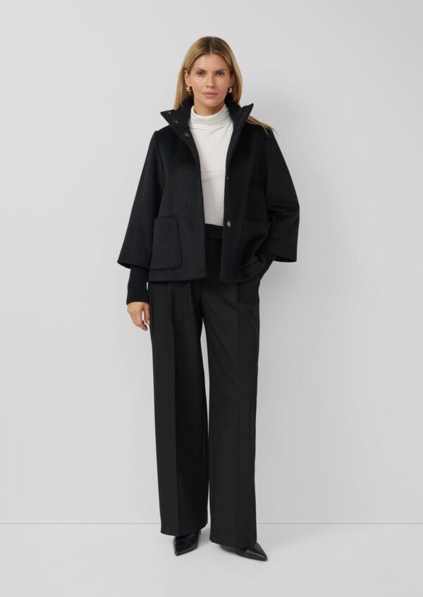 Jacke mit Stehkragen und Rippstrick-Manschette