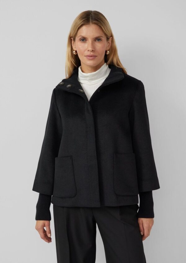 Jacke mit Stehkragen und Rippstrick-Manschette