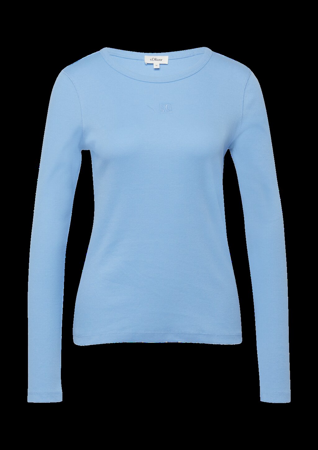 Geripptes Langarmshirt im Slim Fit mit Stickerei